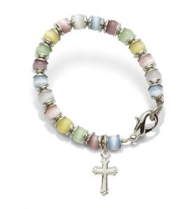 4mm Multi Color Glass Beads Baby Bracelet with Cross Charm