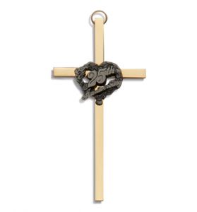 4" Brass and Pewter 25th Wedding Anniversary Wall Cross