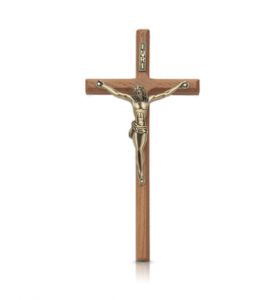 Walnut Wall Crucifix with Antique Gold Corpus - 8" [1]