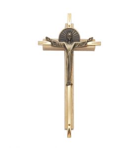 7 1/8" Oak and Gold Antiqued Pewter Risen Christ with Sunburst Wall Crucifix