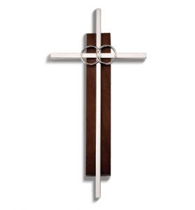 Silver & Wood Wedding Wall Cross - 7" [1]