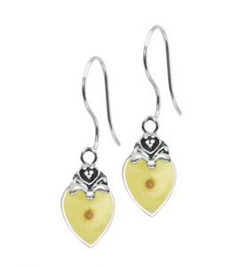 1" Silver Plated Heart with Mustard Seed Center Hook Earrings