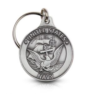 Pewter United States Navy Key Chain - 1 7/8"