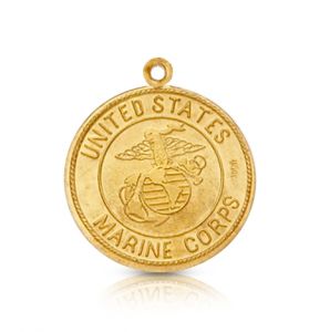 14KT Gold Marine Medal with St. Christopher on Back - 5/8"