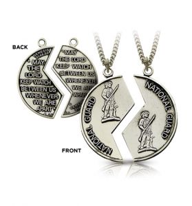 Sterling Silver National Guard Mizpah Medal with Genesis 31:48.50 on Back - 1 1/4" [1]