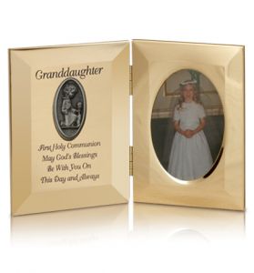 Gold Plated Granddaughter First Holy Communion Double Photo Frame - 8" x 5 1/2"