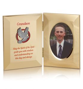 Gold Metal Confirmation Grandson Photo Frame - 8" x 5"