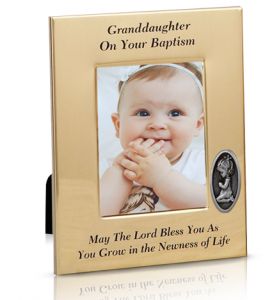 Metal Granddaughter Baptism Photo Frame - 6" x 8"