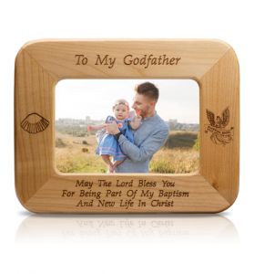 Maple Wood Baptism Godfather Photo Frame - 8 1/2" x 6 1/2"