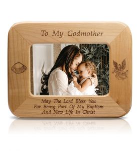 Maple Wood Baptism Godmother Photo Frame - 8 1/2" x 6 1/2"