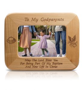 Maple Wood Baptism Godparents Photo Frame - 8 1/2" x 6 1/2"