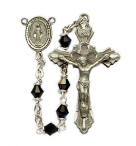 4mm Tin Crystal Bead With Fine Pewter Center & Crucifix