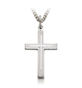 Brass Silver Finish Outlined Inner Cross Necklace