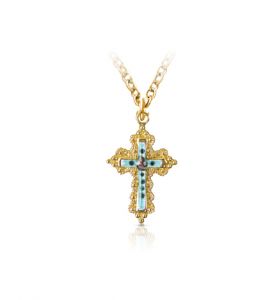 14K Gold Filled Filigree Cross Necklace - 7/8"