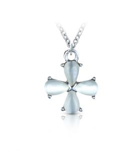 Sterling Silver Cross with Pearl Accents Necklace - 11/16"