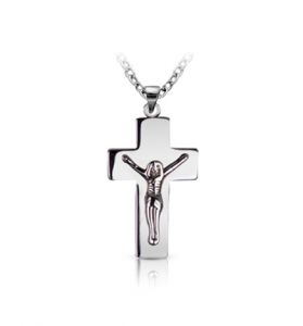 Sterling Silver Plain Crucifix Necklace - 15/16"