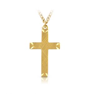 14K Gold Plated Engraved Ends Cross Necklace - 1"