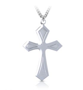 Sterling Silver Sword Cross Necklace - 1 1/4"