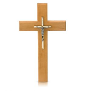 Maplewood, Brass, and Pewter Wall Crucifix - 10"