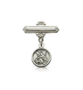 Sterling Silver Baby Guardian Angel Bar Pin - 3/4"