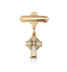 14K Gold Celtic Cross Bar Pin - 1"