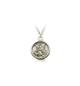 Sterling Silver Guardian Angel Baby Medal - 3/8"