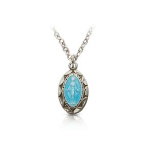 Sterling Silver Blue Enameled Baby 
Miraculous Medal - 1/2"