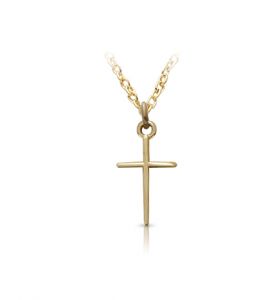 14K Gold Filled Baby Cross Necklace in a 
Stick Design - 5/8"