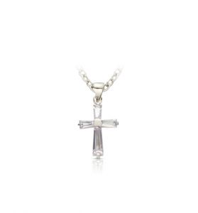 Sterling Silver June Alexandrite Birthstone 
Baby Cross - 3/8"