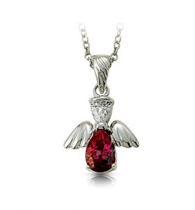 Sterling Silver January Birthstone Angel Necklace - 3/4"