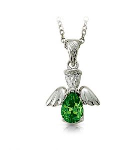 Sterling Silver August Birthstone 
Angel Necklace - 3/4"