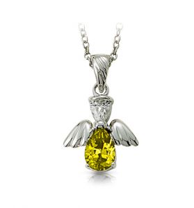 Sterling Silver November Birthstone 
Angel Necklace - 3/4"