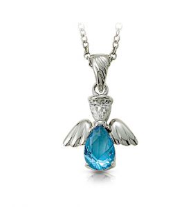 Sterling Silver December Birthstone 
Angel Necklace - 3/4"