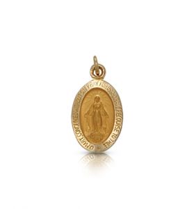 Oval 14K Gold Miraculous Medal - 9/16"