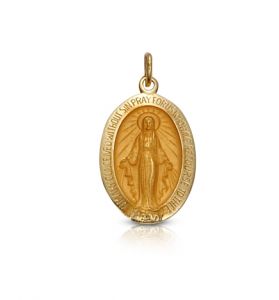 14K Gold Oval Miraculous Medal in a Polished Border Finish - 7/8" [1]