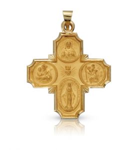 14K Gold Five Way Medal - 1 1/16"