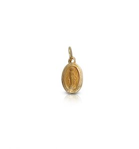 14K Gold Oval Miraculous Medal in a Polished Border Finish 1/2" [1]