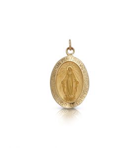 Sterling Silver Miraculous Oval Medal in Satin Finish - 1 1/8" 