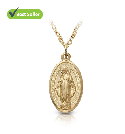 14K Gold Filled Miraculous Oval Medal - 3/4" 
 