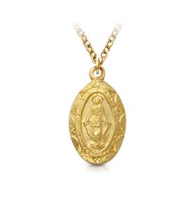 12K Gold Filled Oval Miraculous Medal - 9/16"