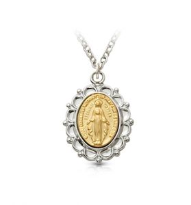 Sterling Silver Two Toned Filigree 
Miraculous Medal - 7/8"