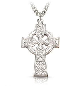 Sterling Silver Large Celtic Cross Necklace - 1 3/8"