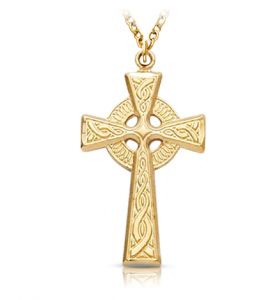 18K Gold Plated Over Sterling Silver Celtic Knot Cross Necklace - 1 3/16"