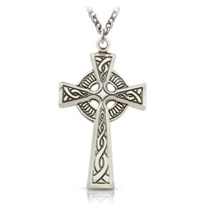 Sterling Silver Celtic Knot Cross Necklace - 1 3/16"