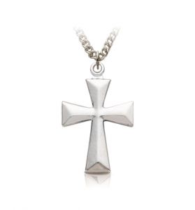 Sterling Silver Flared Cross Necklace - 7/8"