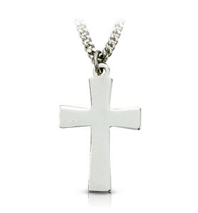 Sterling Silver Flared Ends Cross Necklace - 1"