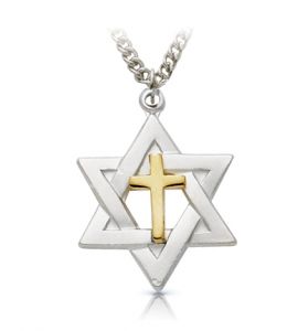 Sterling Silver Two-Tone Star of David with Cross