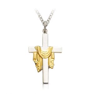 Sterling Silver Two-Tone Robe Cross Necklace