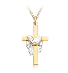 14K Gold Two-Tone Robe Cross Necklace