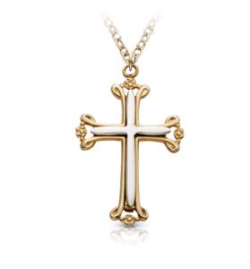 24K Gold Over Silver Two Toned Cross Pendant